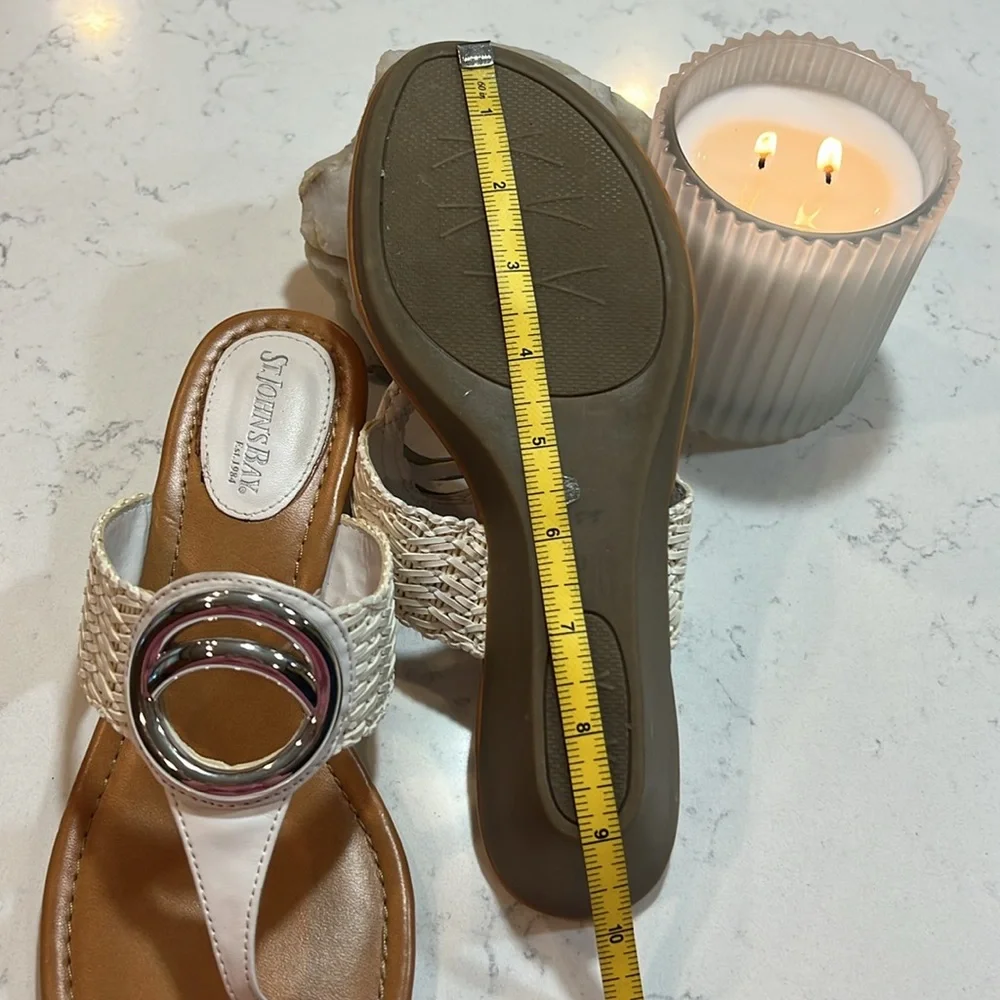 St. John's Bay White Woven Strap Sandals Size 8